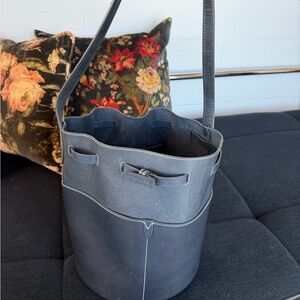 Anya Hindmarch Return to Nature Navy Blue Bucket Shoulder Bag